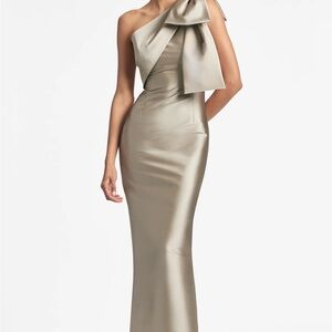 Sachin + Babi One-Shoulder Satin Dress in Taupe